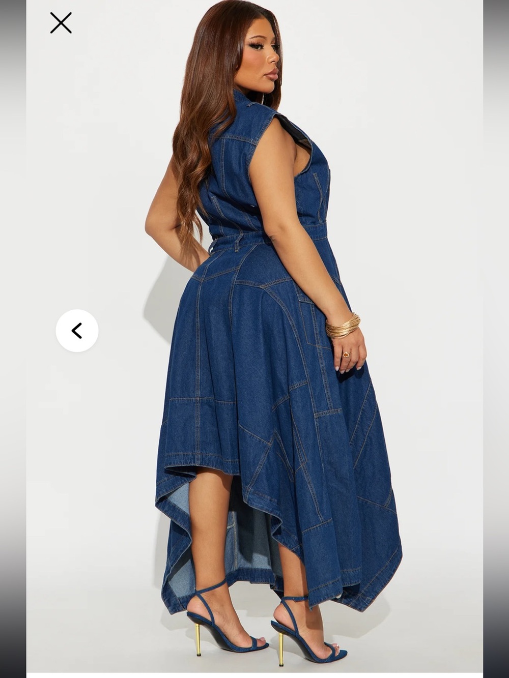 NWT Fashion Nova Blue Denim Asymmetrical Dress size 3X - Picture 3 of 3